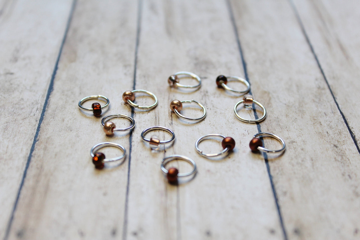 Copper Beaded Stitch Markers Knitting Marker