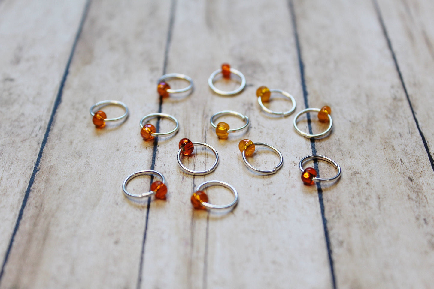 Orange Citrus Beaded Stitch Markers Knitting Marker