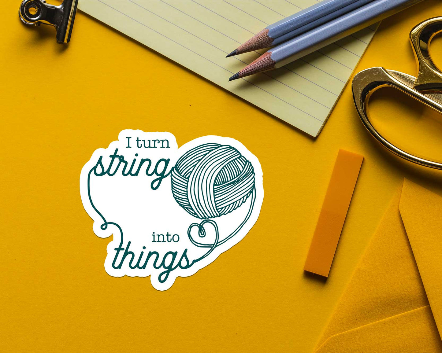 Shop Intaglio - I turn String into Things Sticker