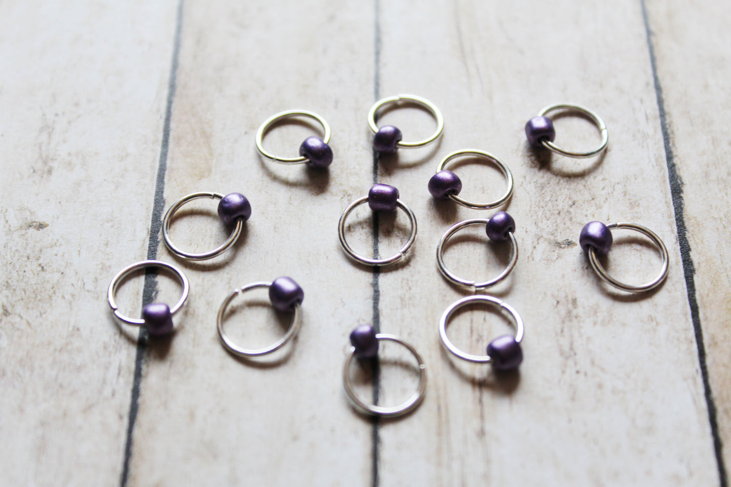 Violet Metallic Beaded Stitch Markers