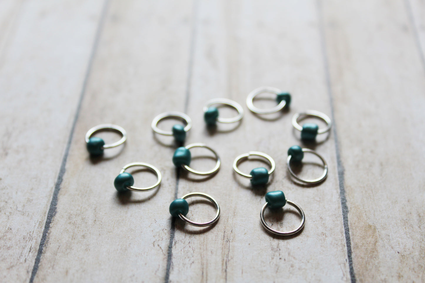 Teal Metallic Beaded Stitch Markers