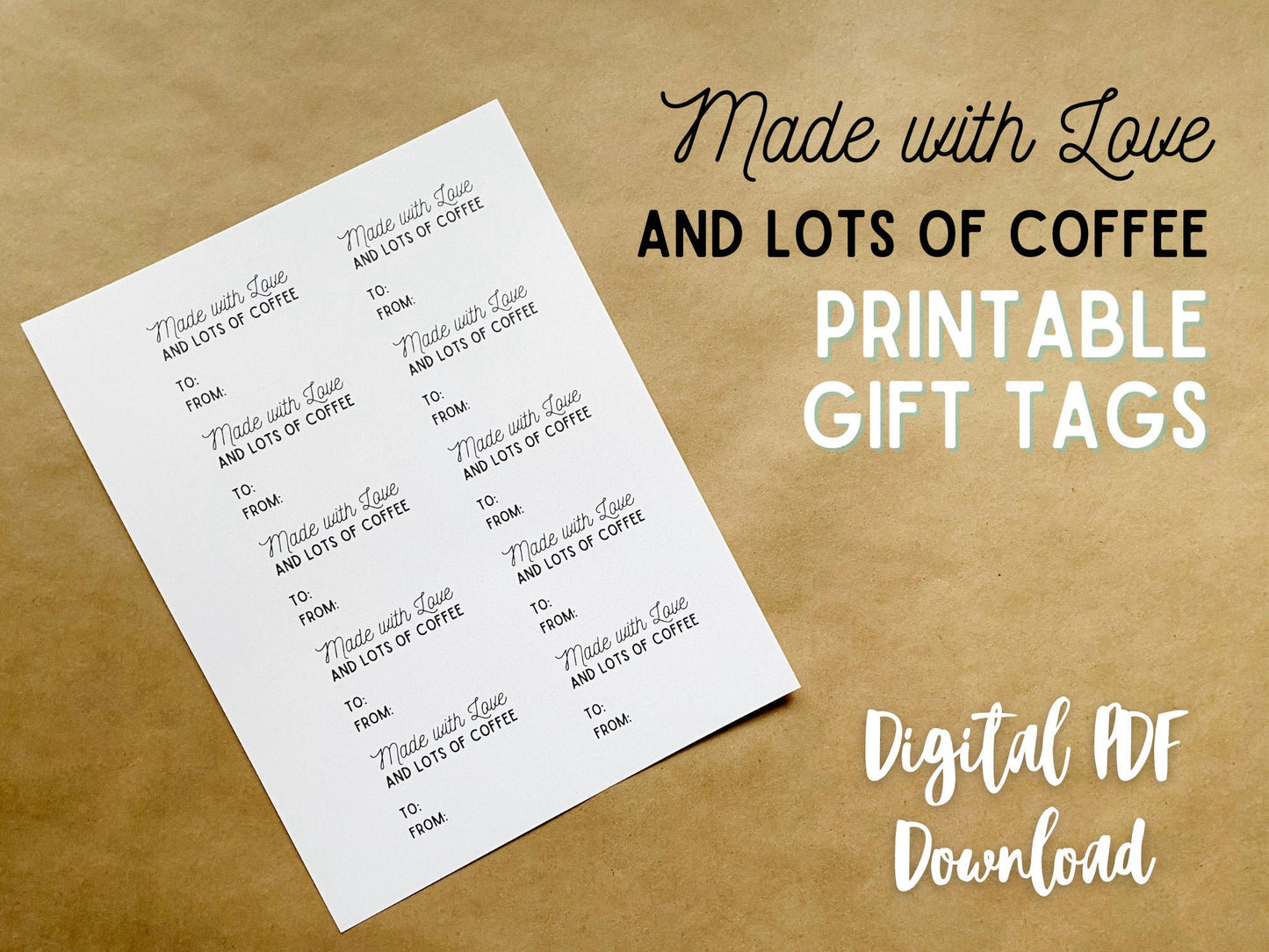 Made with Love & Lots of Coffee Gift Tags