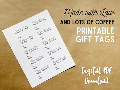 Made with Love & Lots of Coffee Gift Tags