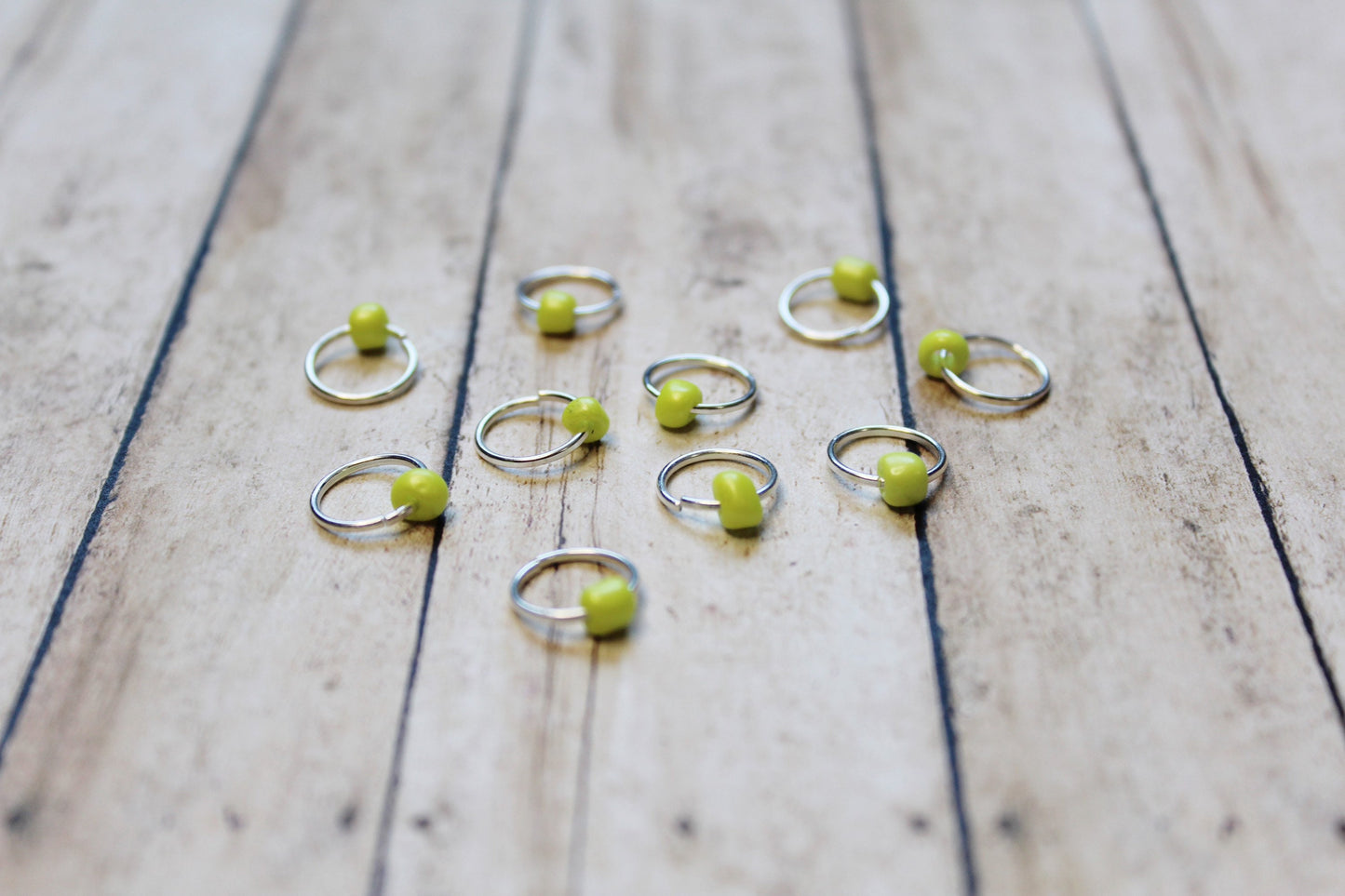 Neon Yellow Beaded Stitch Markers