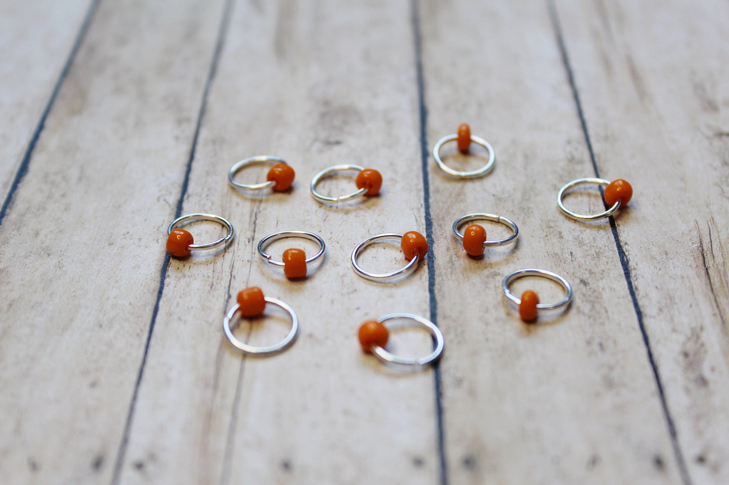 Orange Cream Beaded Stitch Markers  Knitting Marker