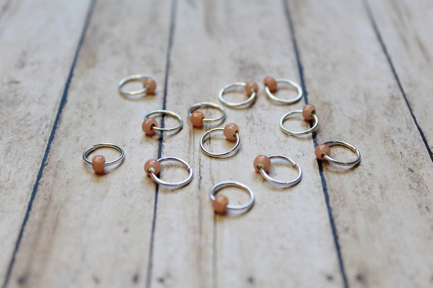 Milky Peach Beaded Stitch Markers