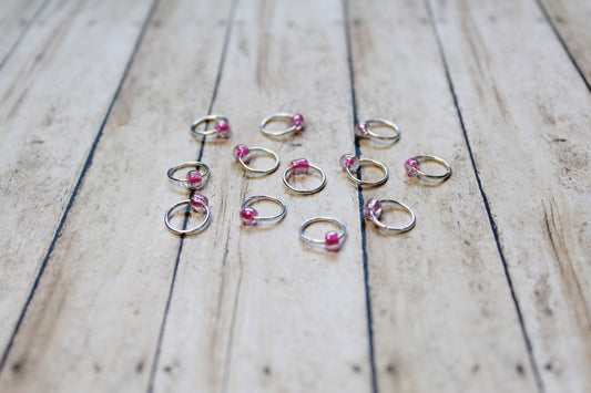 Pink Glass Beaded Stitch Markers