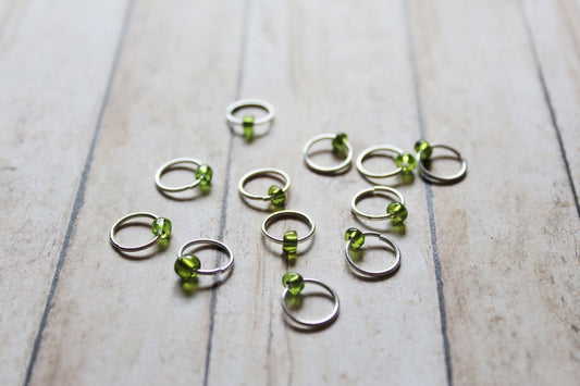 Green Glass Beaded Stitch Markers