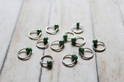 Green Pearl Beaded Stitch Markers